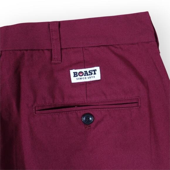 BOAST USA Mens 32x32 Patch Canvas Chino Pant Burgundy Wine Cotton Flat NWT - Picture 7 of 10